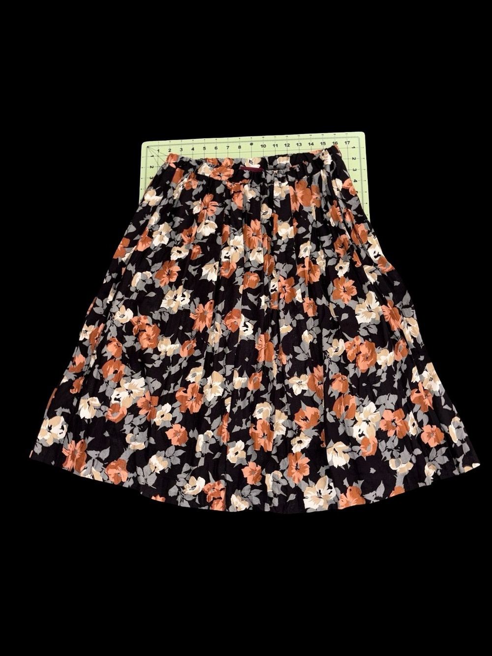 Vintage Halmode Petites Cottagecore Midi Skirt Large Black Boho USA Made